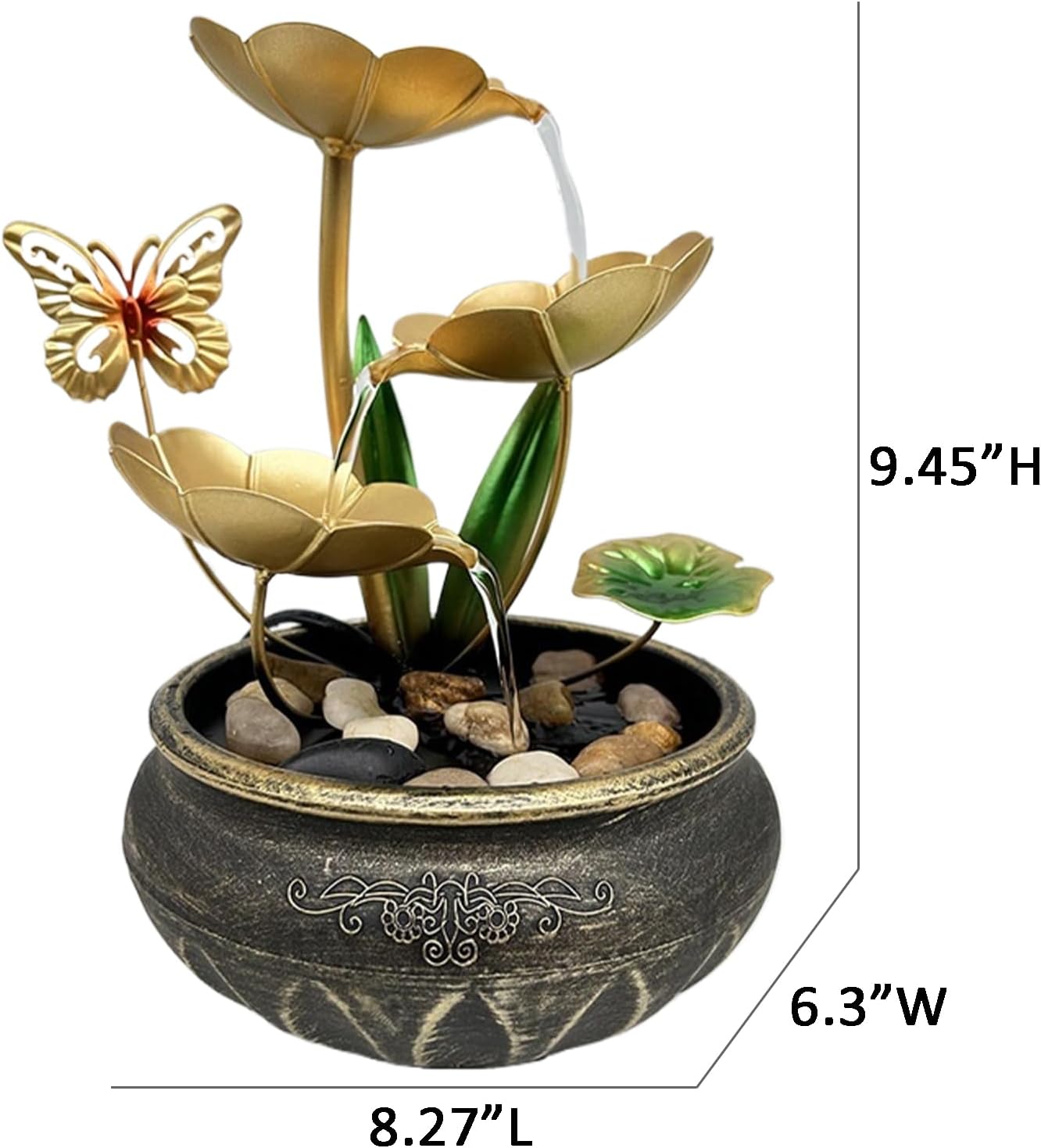 Huniruyo Metal Tabletop Fountain Lotus Leaf Indoor Water Feature