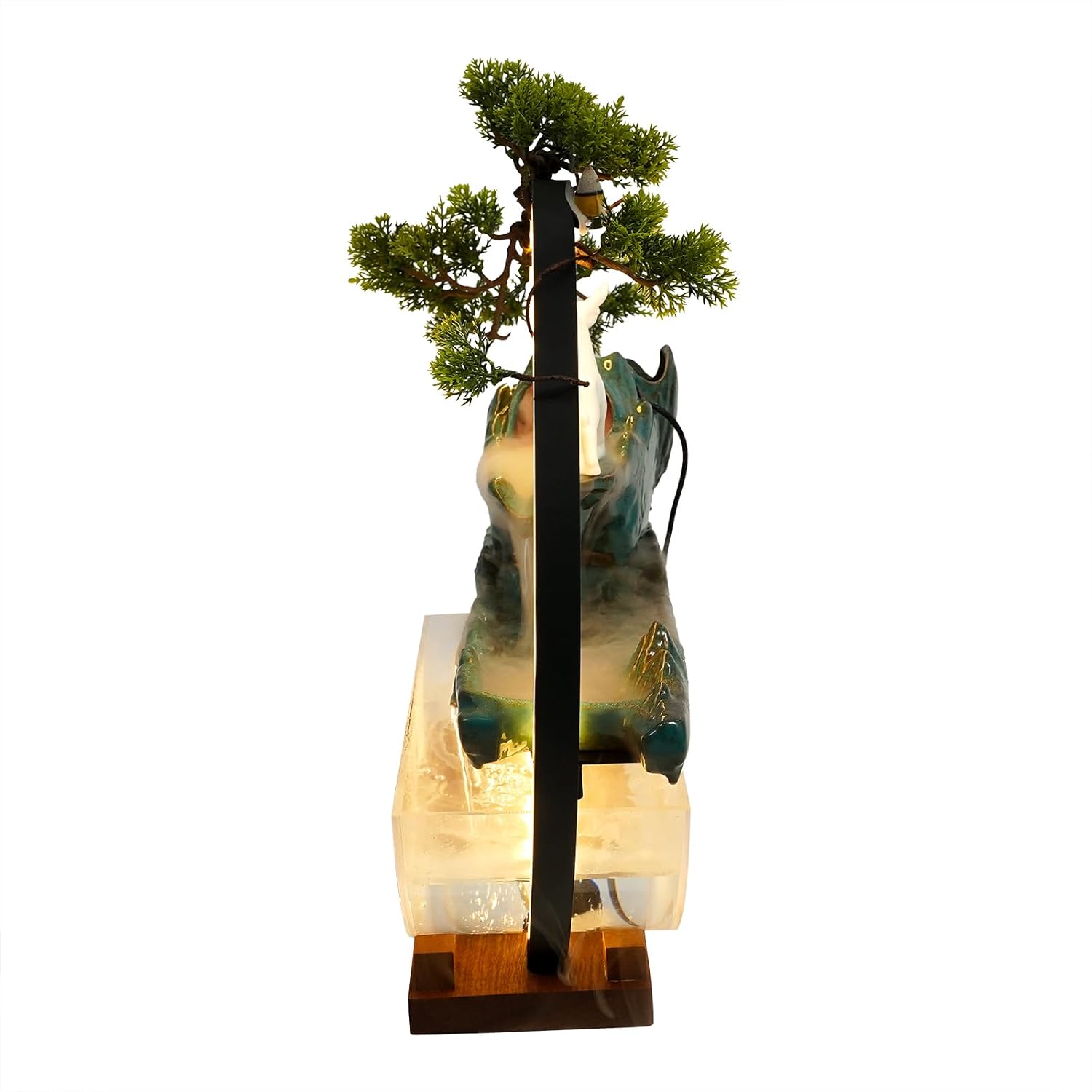 Indoor Ceramic Water Fountain with Mist LED Light and Atomization Effect