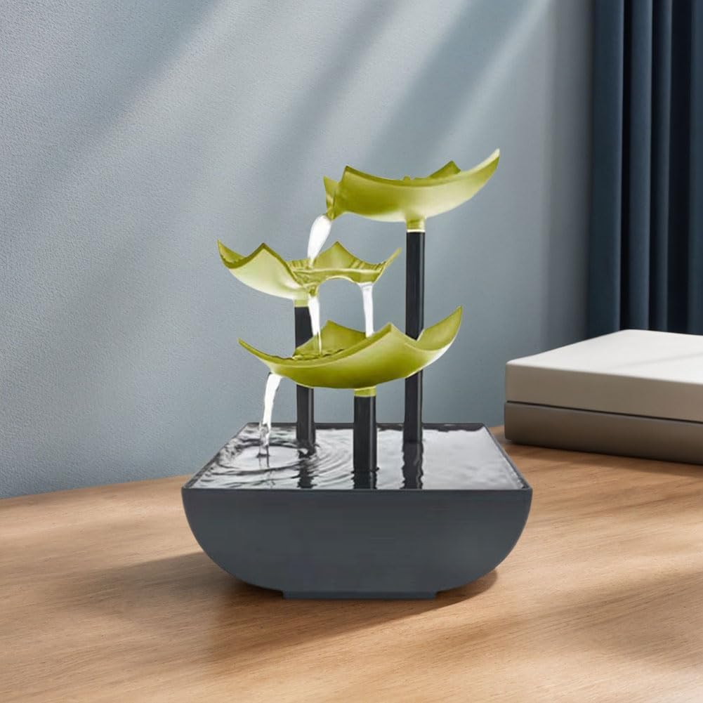 Tabletop Water Fountain with LED Light for Indoor Relaxation