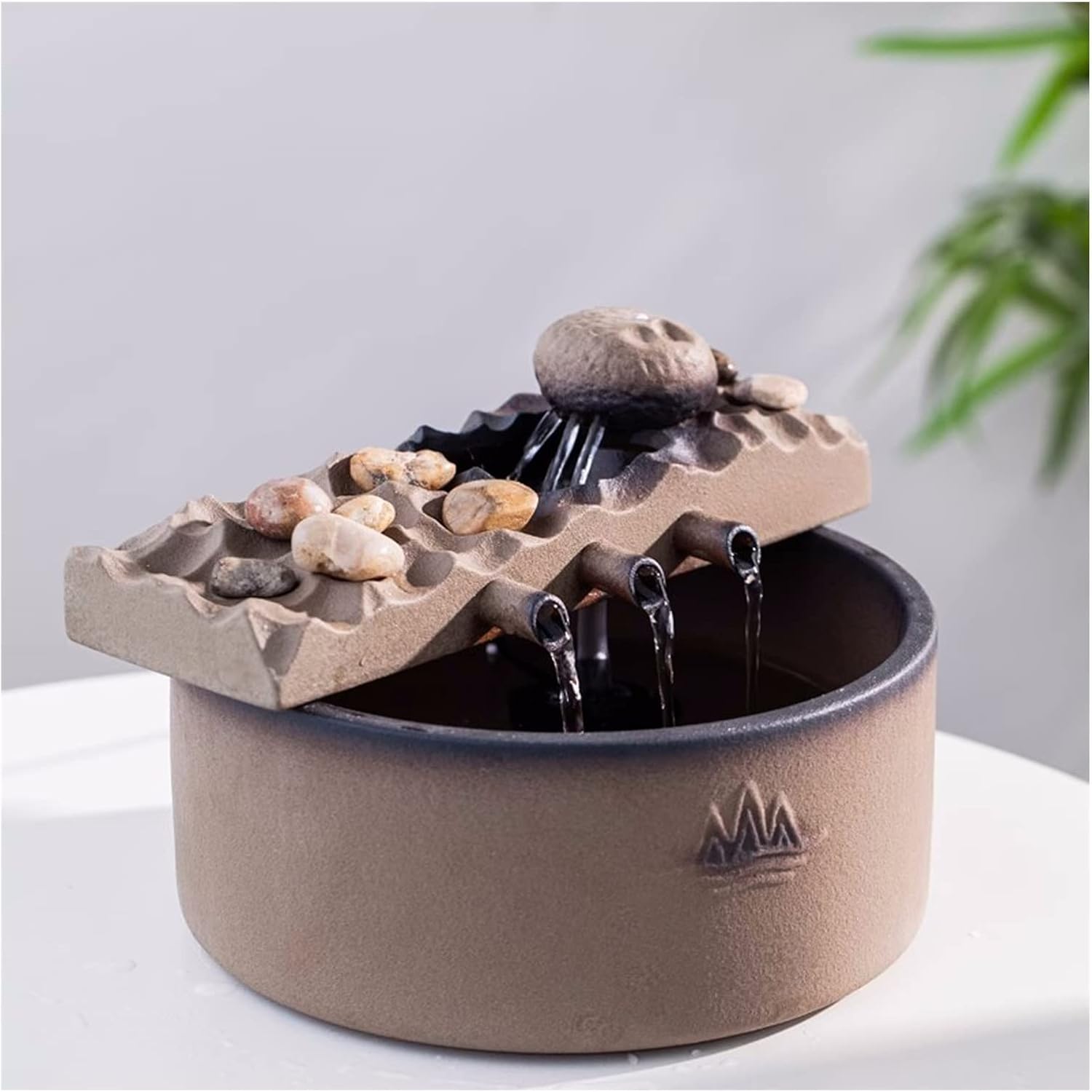 Tabletop Fountain with Ceramic Design and Water Mist