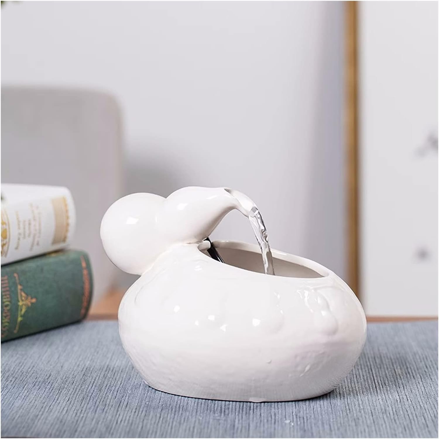 GRFIT Tabletop Fountain Mini Ceramic Indoor Waterfall Decor