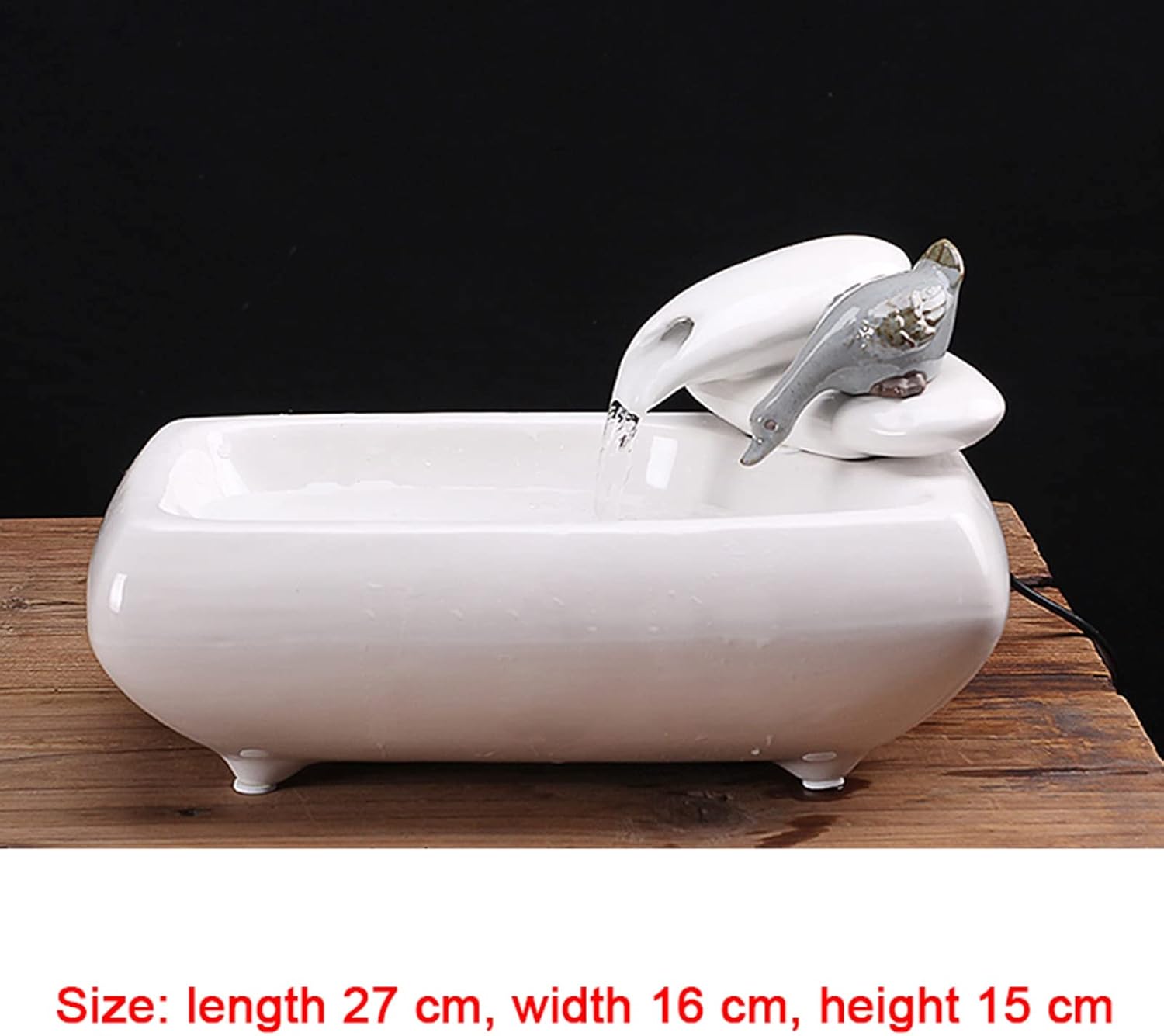 EVSER Water Fountain Tabletop Rectangular Ceramic Basin Indoor Fountain for Office Home Decoration