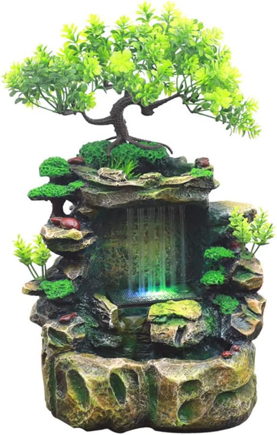 Getrelax Tabletop Fountain with Waterfall and LED Light