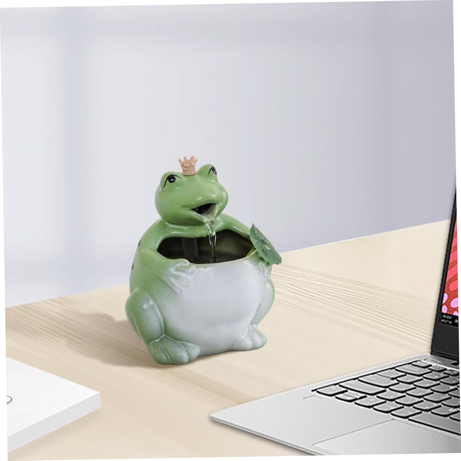 Cute Frog Tabletop Waterfall Fountain with USB Pump