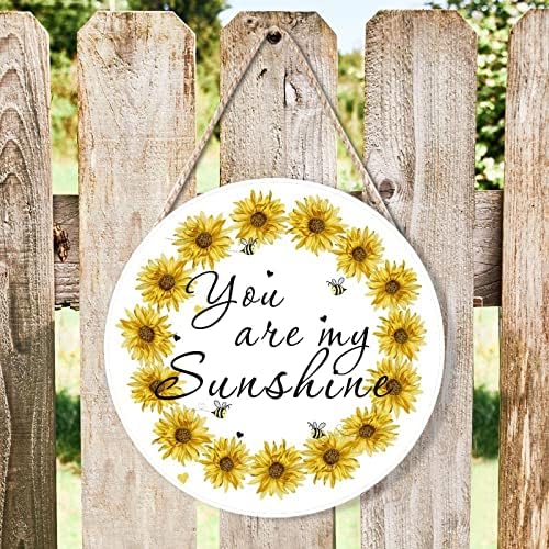 Farmhouse Door Hanger Sunflower Wreath Wood Sign for Home Decor