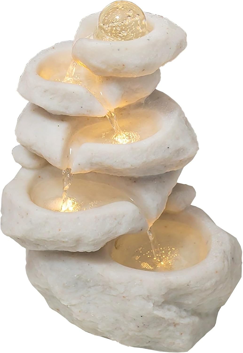 Resin Desktop Fountain with LED Light White