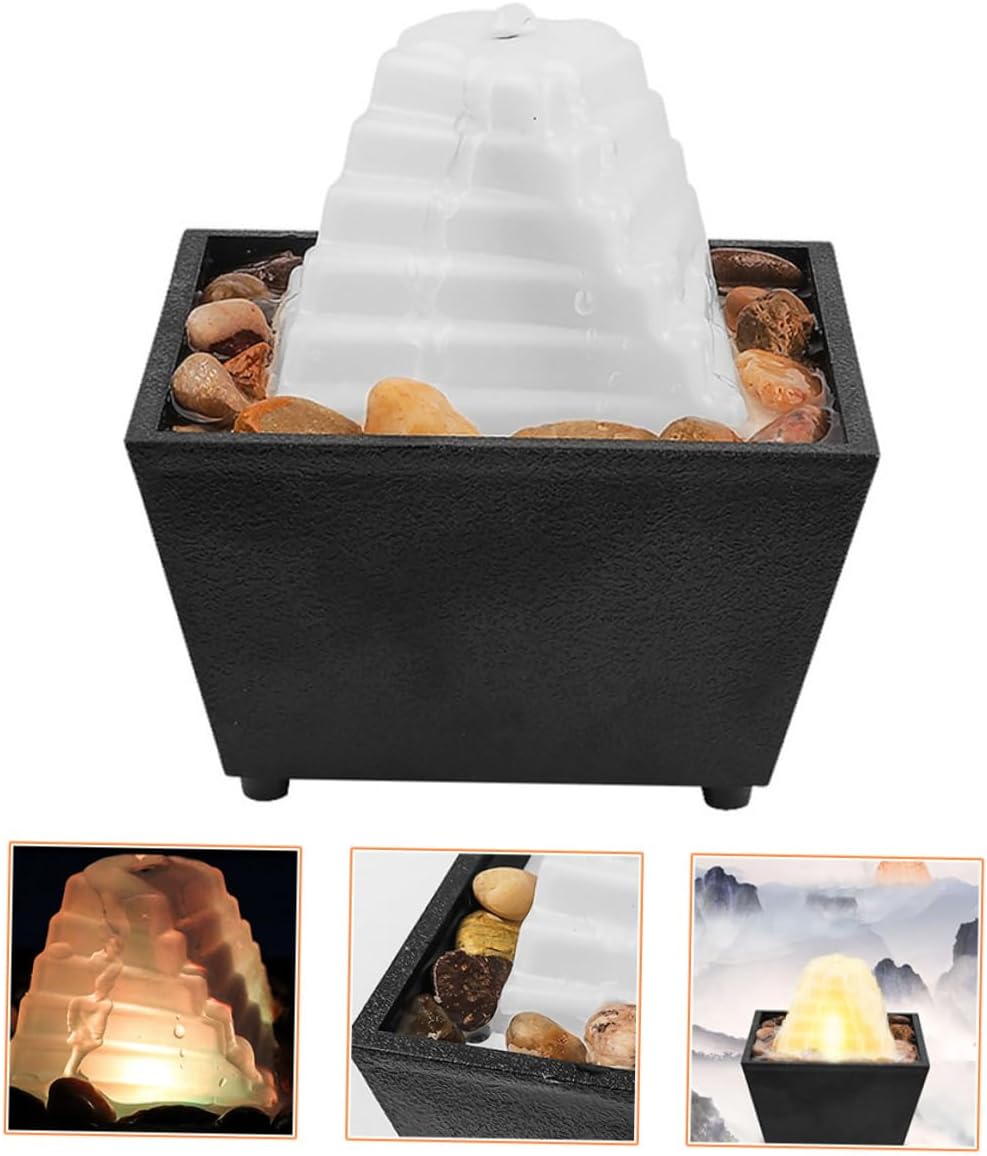 1set Relaxing Desk LED Lighted Fountain for Zen Room Decor