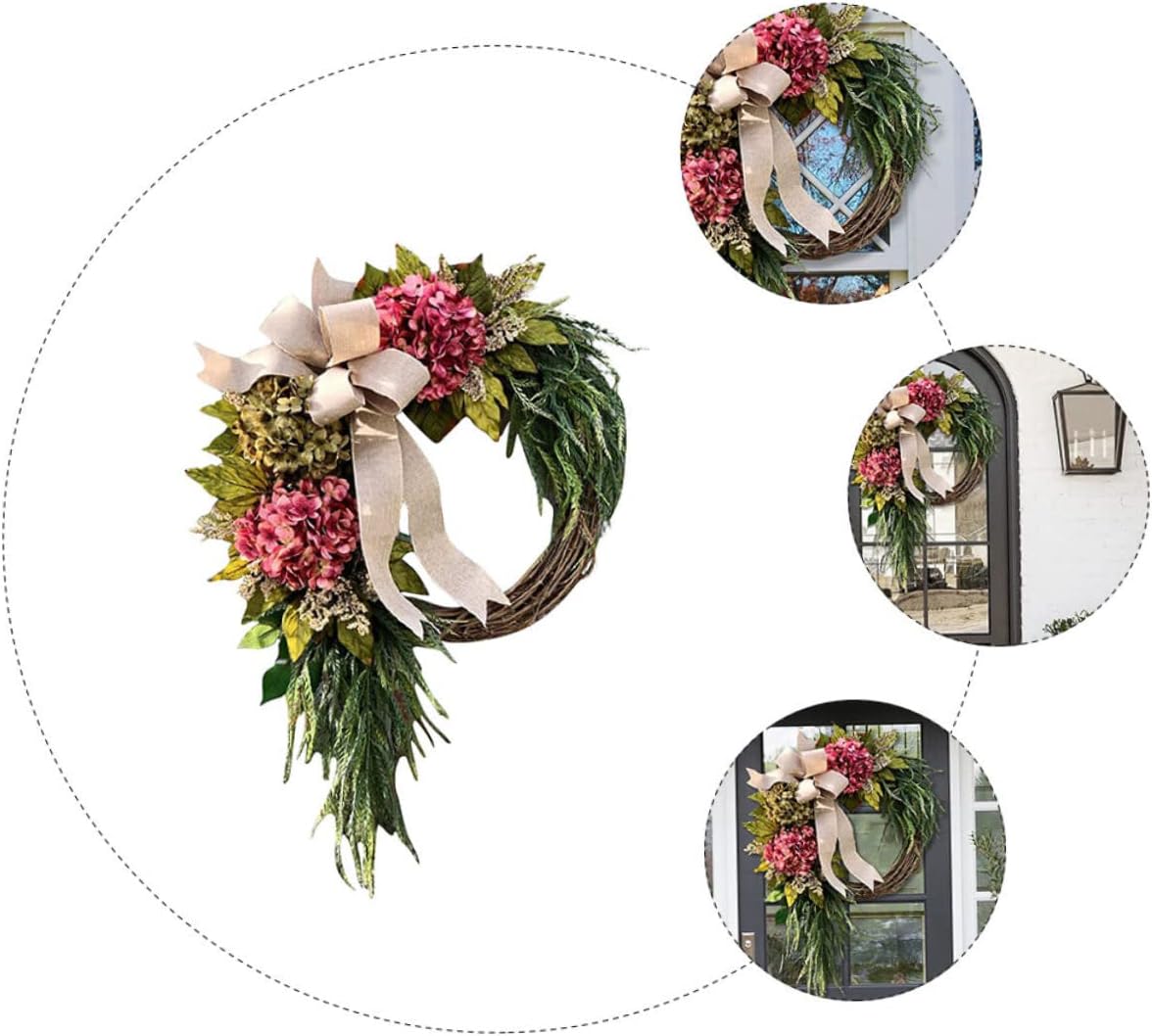 Cabilock White Hydrangea Garland Wreath Decor Front Door Hanger
