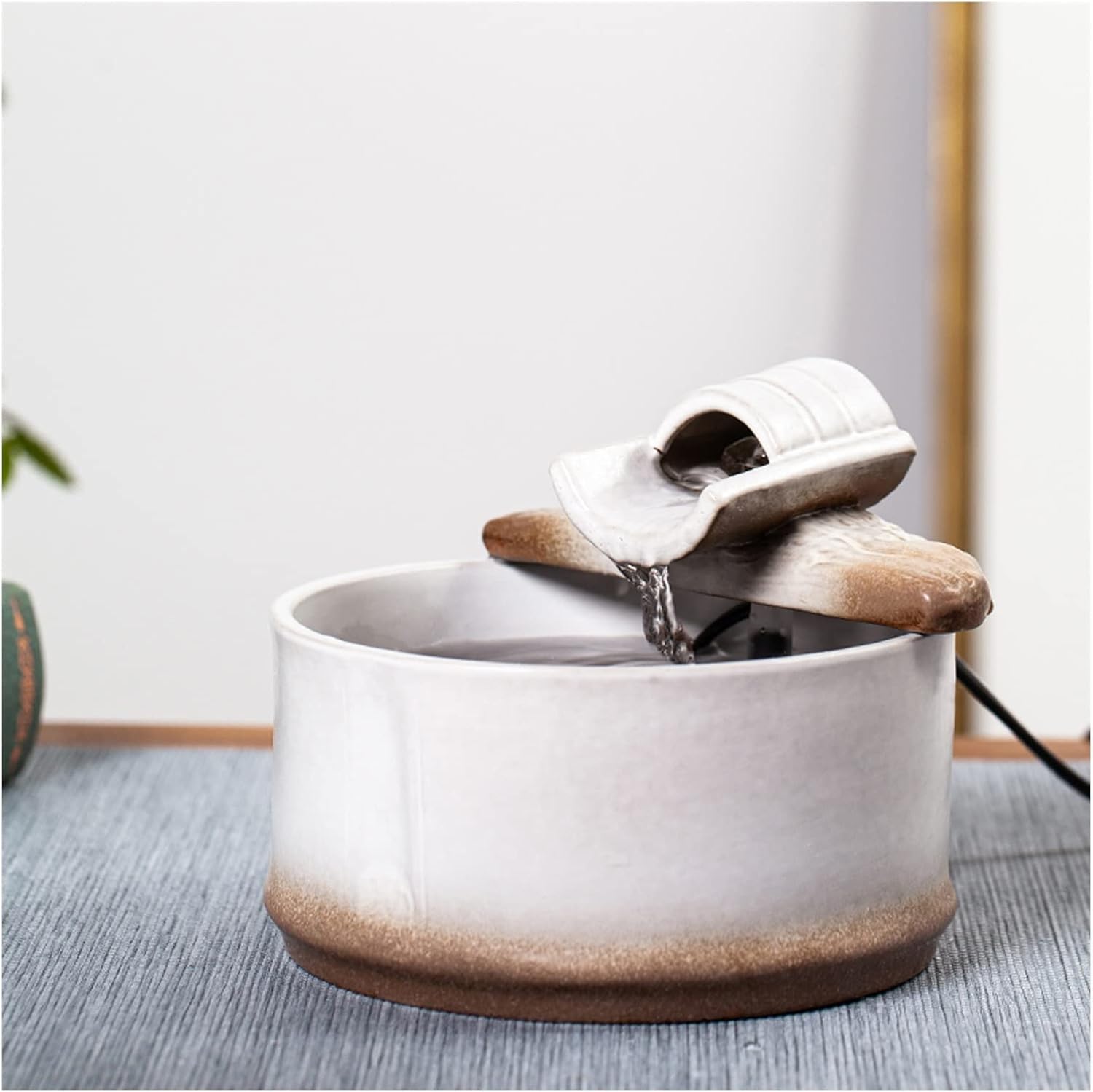 Ceramic Tabletop Fountain with Mock Bamboo Design