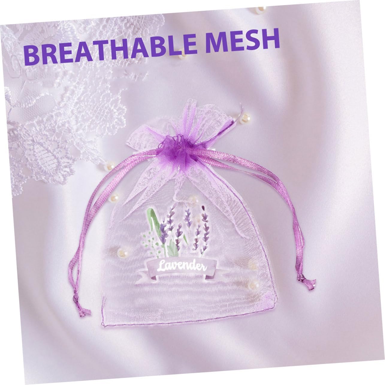 Wakauto 20pcs Lavender Drawstring Sachets for Herbs Spices and Home Decor