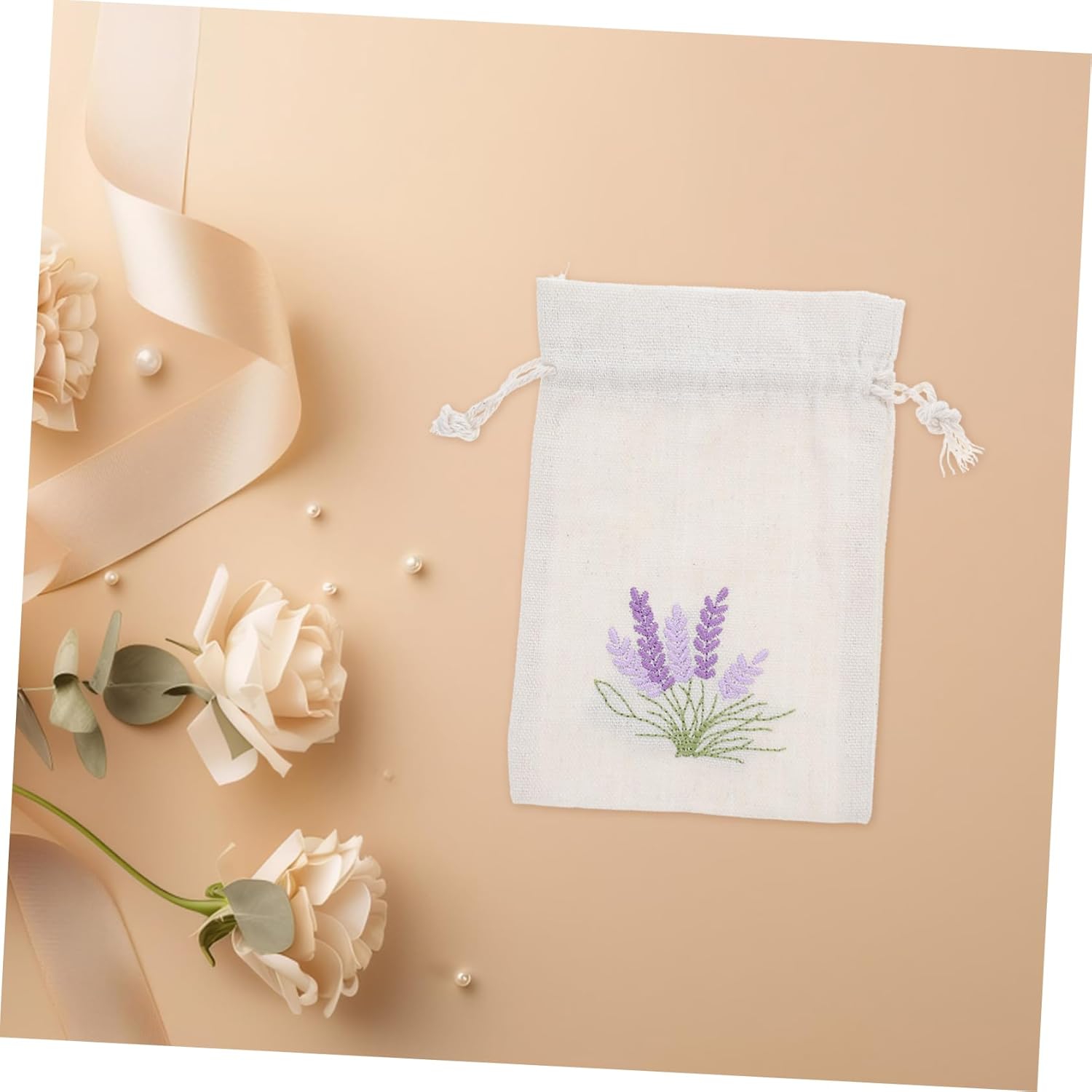 Cabilock Lavender Cotton Drawstring Sachet Bags 10 Pack