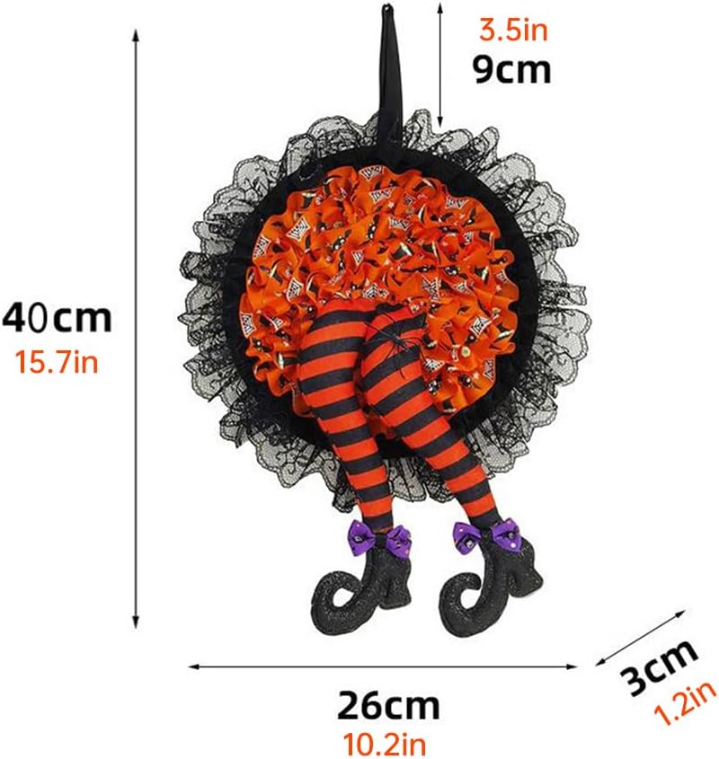 Halloween Witch Leg Wreath Front Door Decor