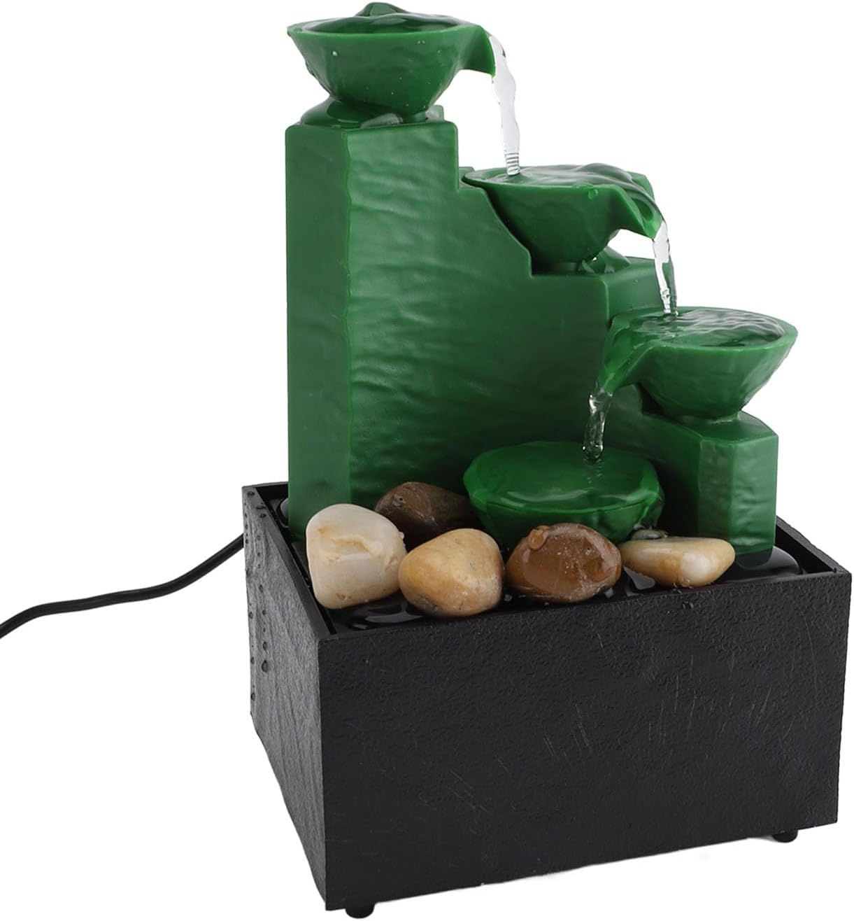 Tabletop Fountain Ornament with LED Light Emerald Green