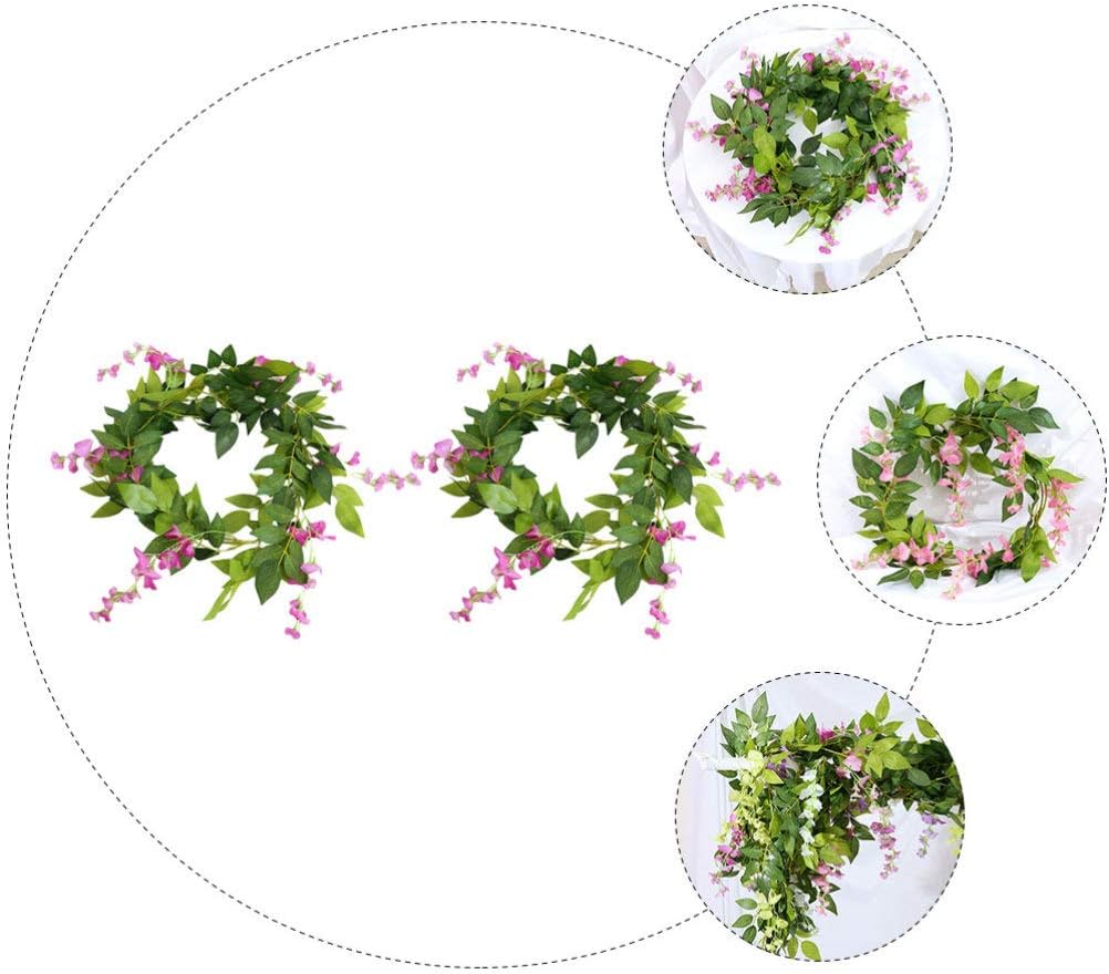 2pcs Artificial Wisteria Flower Wreath Front Door Decor