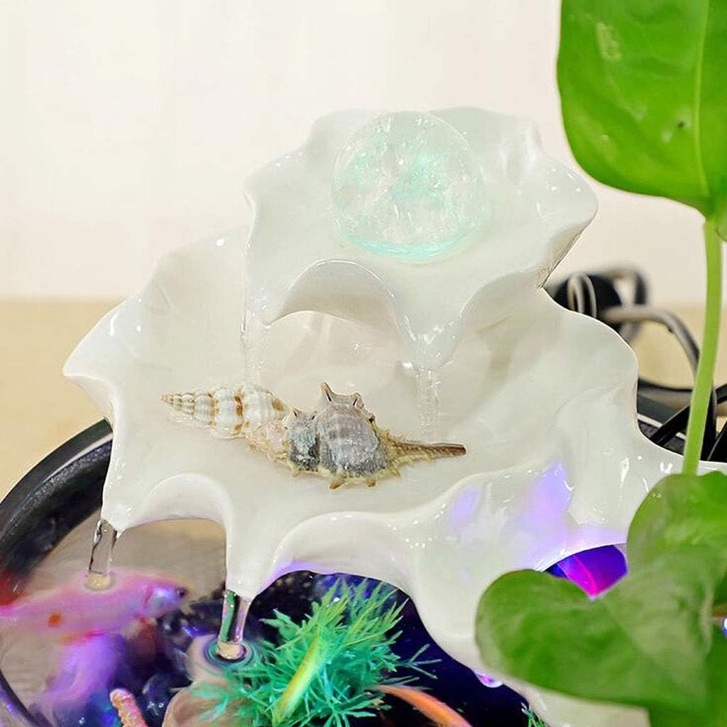 White Tabletop Fountain with Lotus Design for Home Decor