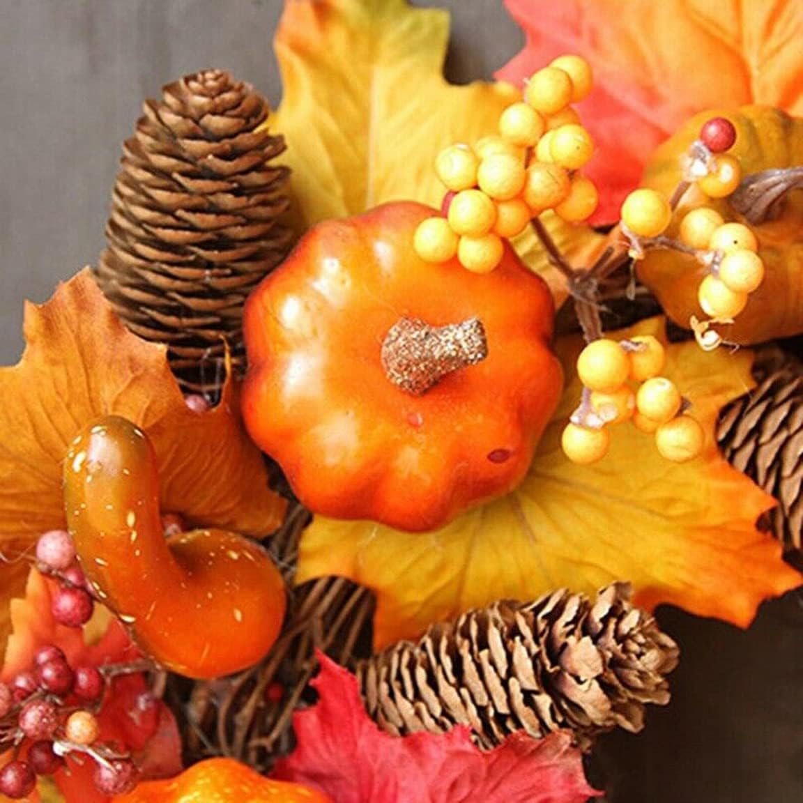 Autumn Wreath with Maple Leaves and Berries