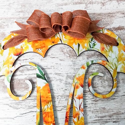 Initial Autumn Door Hanger Fall Wreath Monogrammed