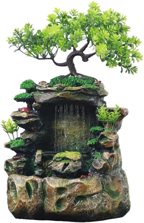 Getrelax Tabletop Fountain with Waterfall and LED Light