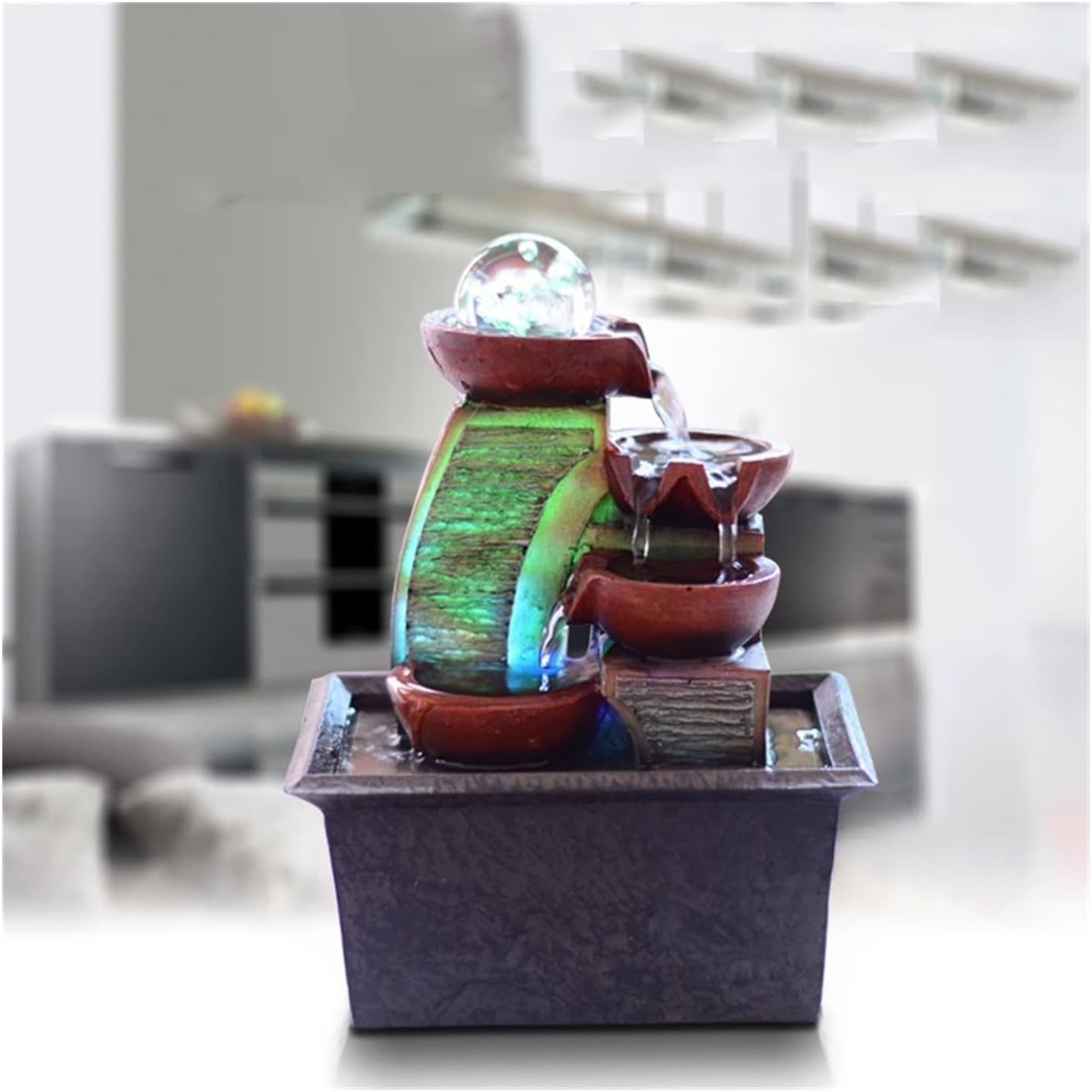 Lucky Feng Shui Tabletop Fountain with LED Lights