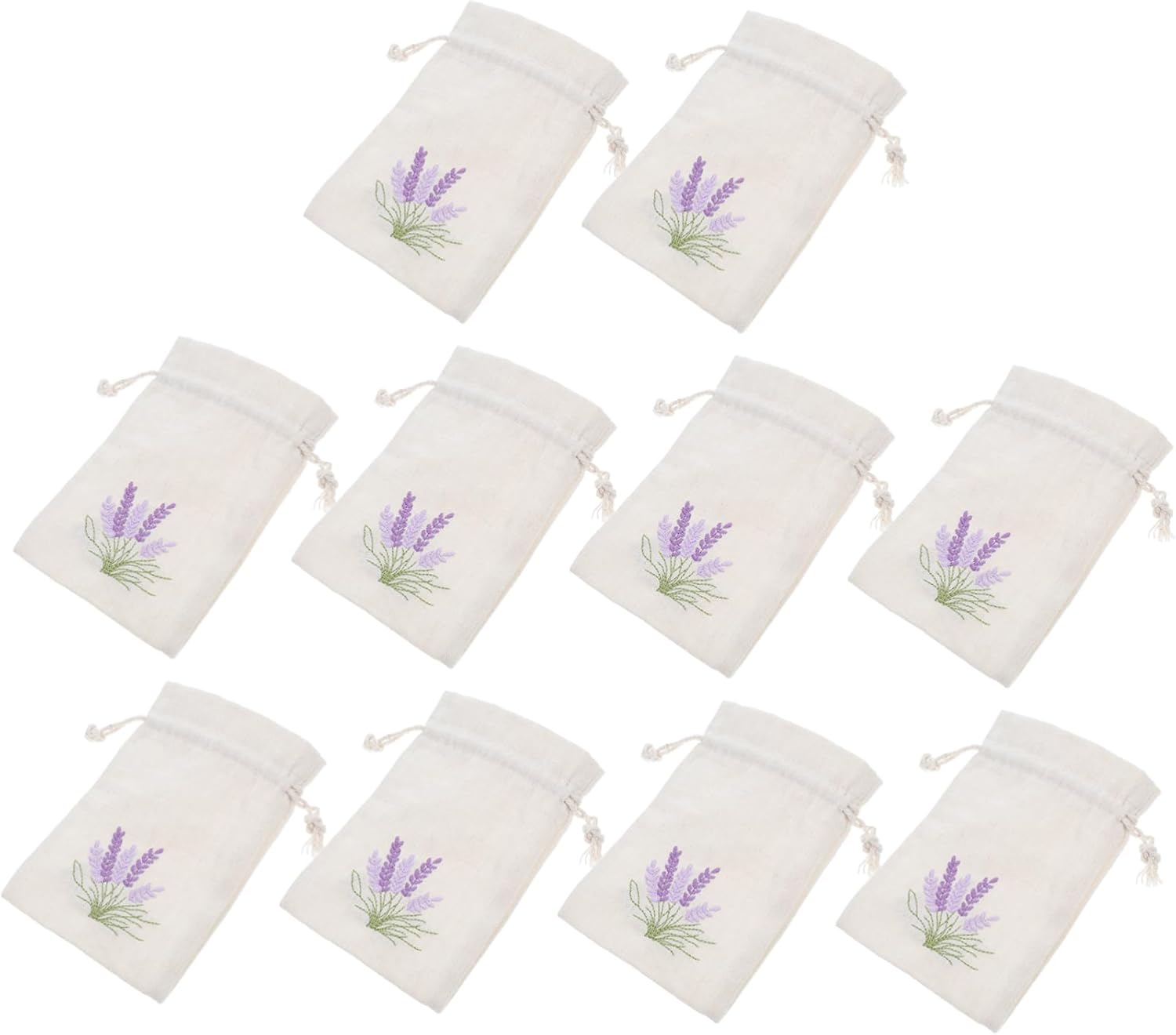 Cabilock Lavender Cotton Drawstring Sachet Bags 10 Pack