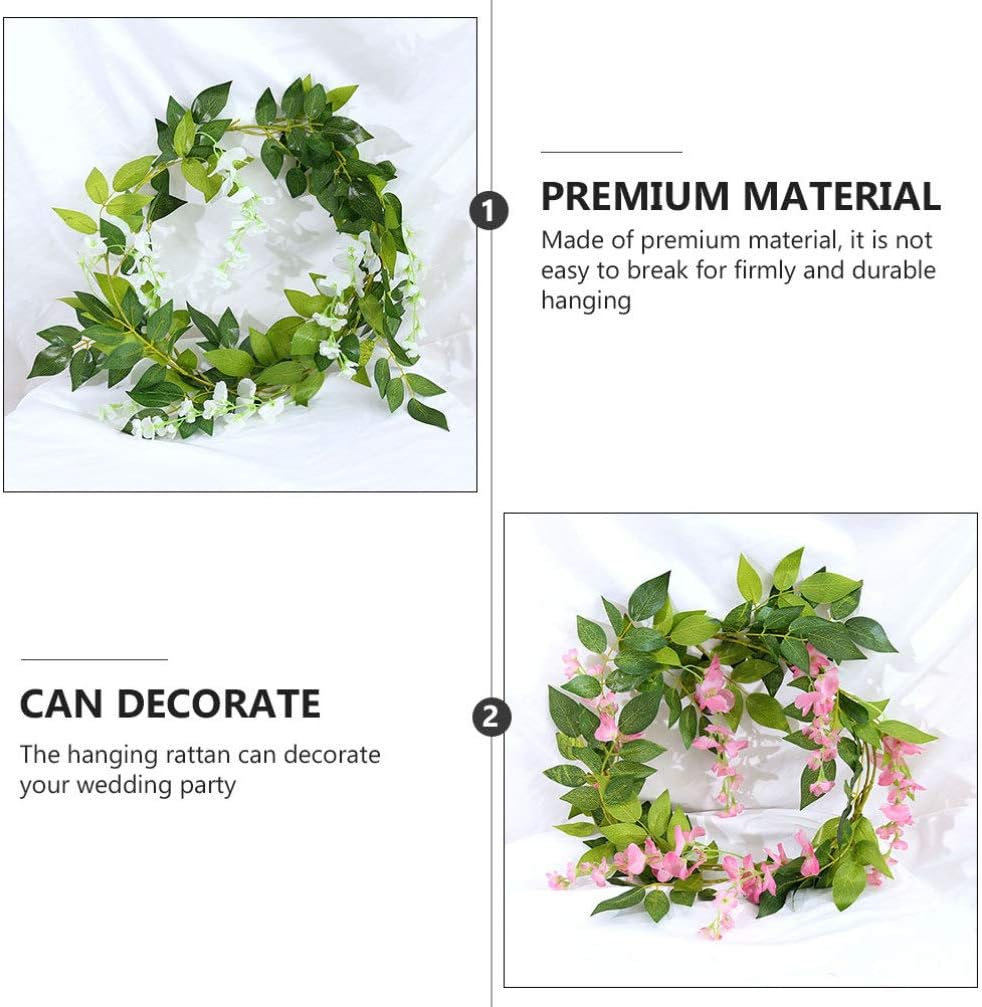 2pcs Artificial Wisteria Flower Wreath Front Door Decor