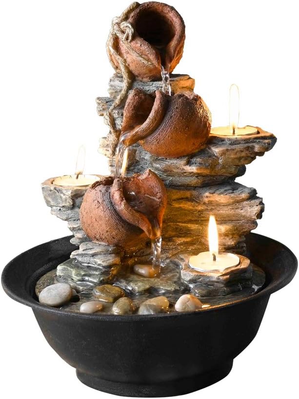 Jeco Mini Pot Tabletop Fountain with Candle
