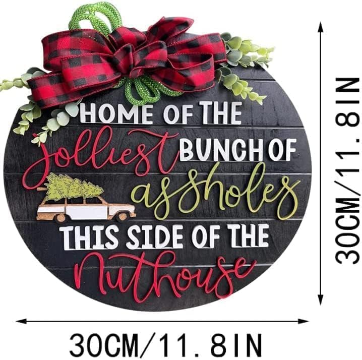 DiveDream Christmas Wooden Wreath Door Sign Decor