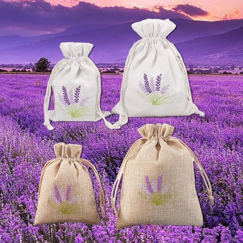 Set of 10 Cotton Linen Scented Drawstring Bags for Jewelry Storage