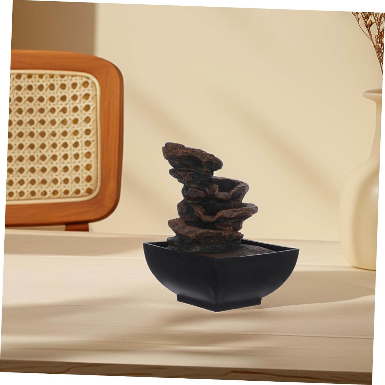 110v Tabletop Fountain with LED Light and Meditation Decor