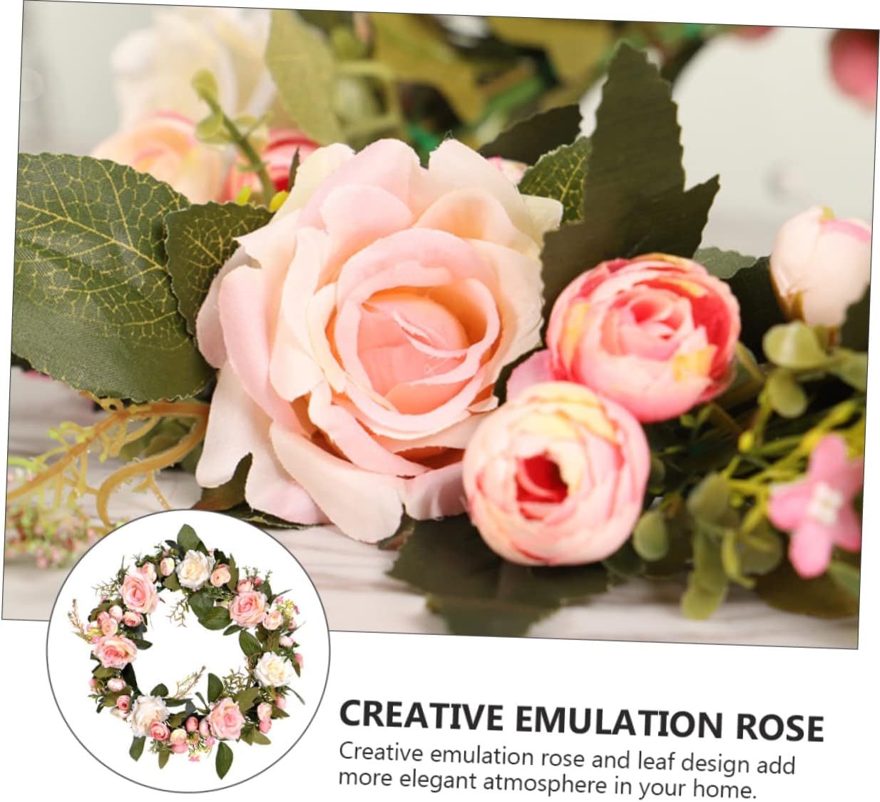 ERINGOGO Pink Rose Wreath Hanger Front Door Decor