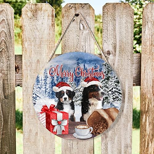 Farmhouse Front Door Hanger Merry Christmas Wood Sign 10x10