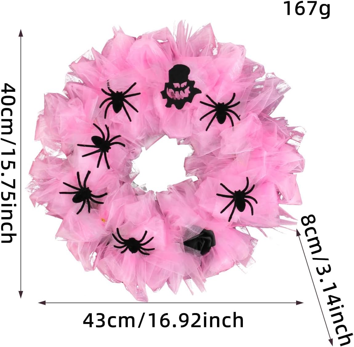 Halloween Pink Spider Wreath Door Hanger