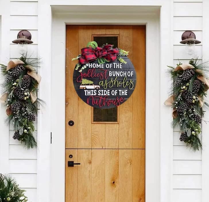 DiveDream Christmas Wooden Wreath Door Sign Decor
