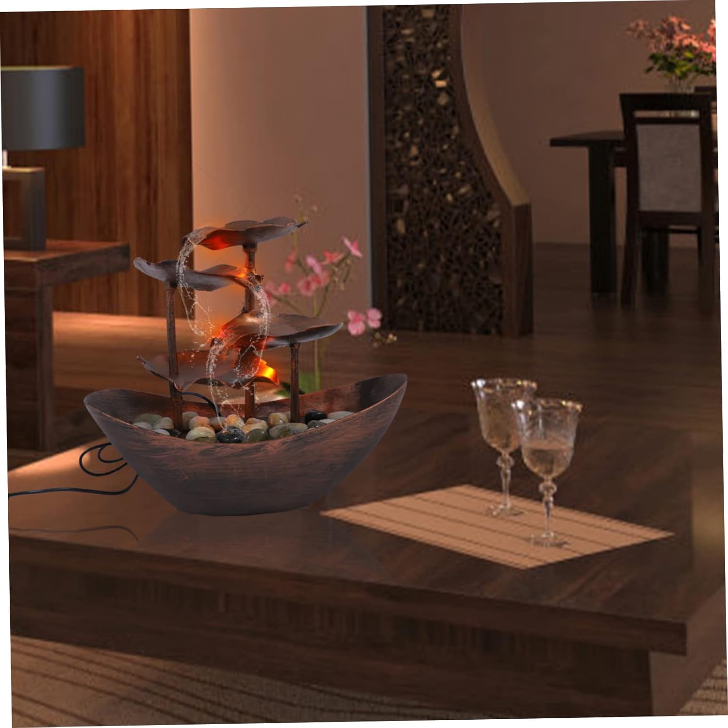 Creative Waterfall Fountain Tabletop Led Night Light