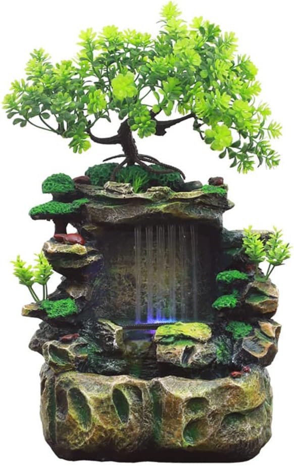 Getrelax Tabletop Fountain with Waterfall and LED Light