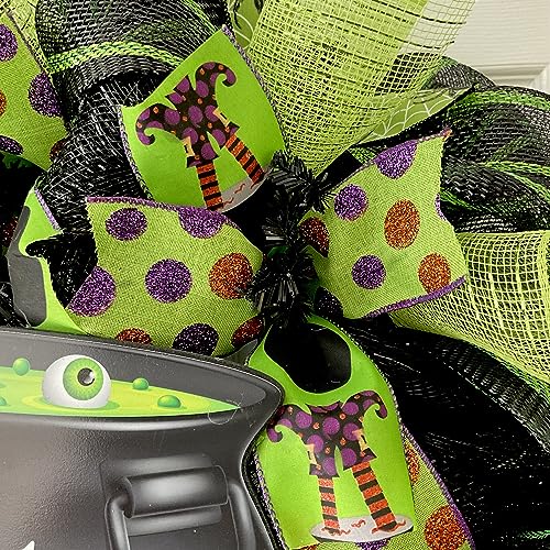 Witches Brew Cauldron Halloween Mesh Wreath