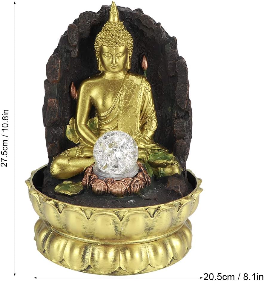 Luocute Buddha Fountain with LED Lights and Quiet Pump