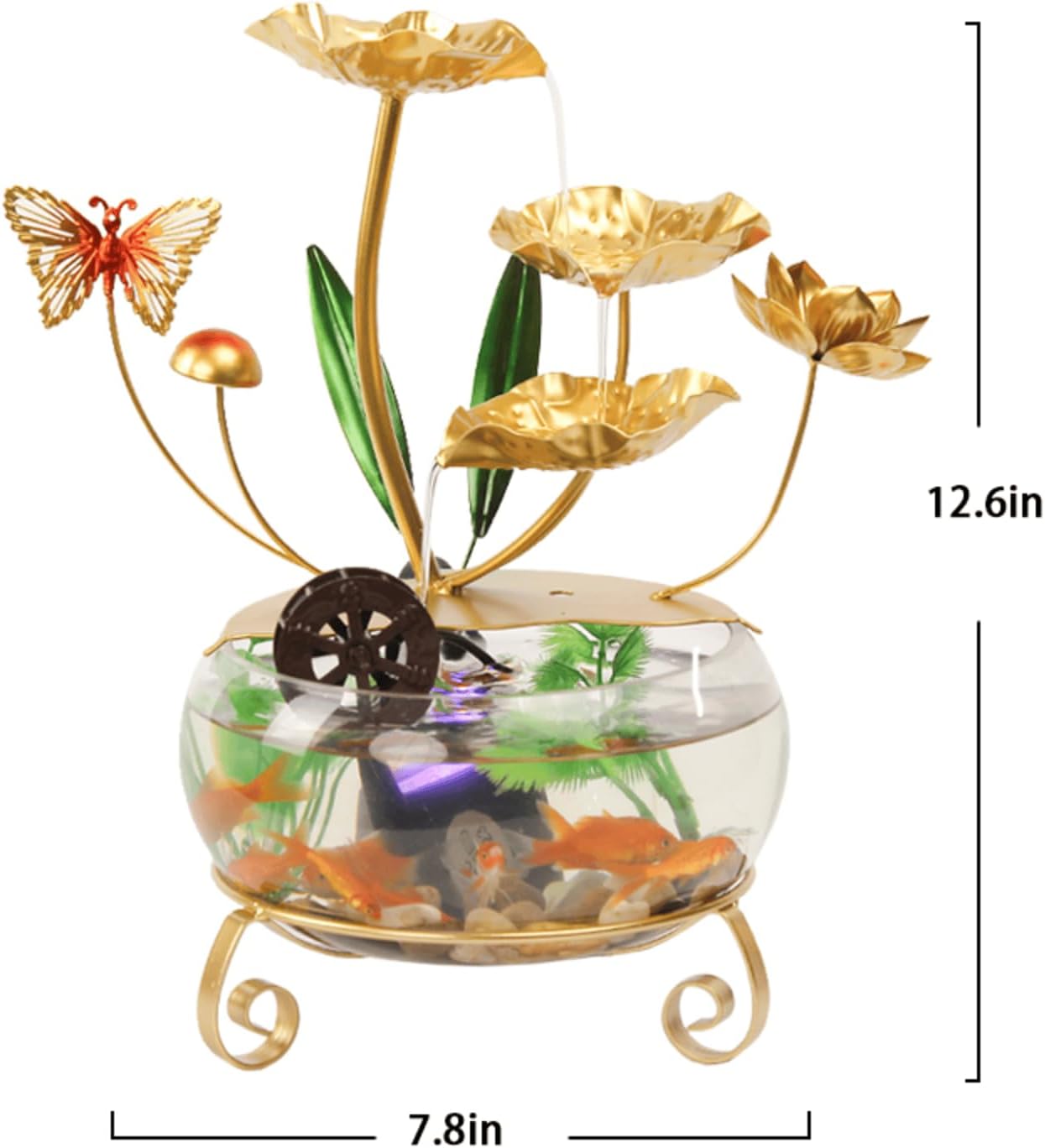 Modern Lotus Leaf Tabletop Fountain with LED Light and Butterfly Design