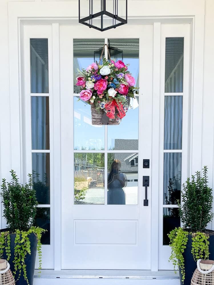 Spring Basket Wreath Door Hanger Decor
