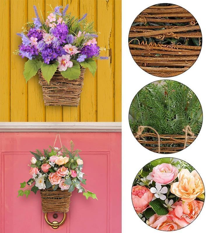 Manutox Cream Hydrangea Door Wreath Basket Decor