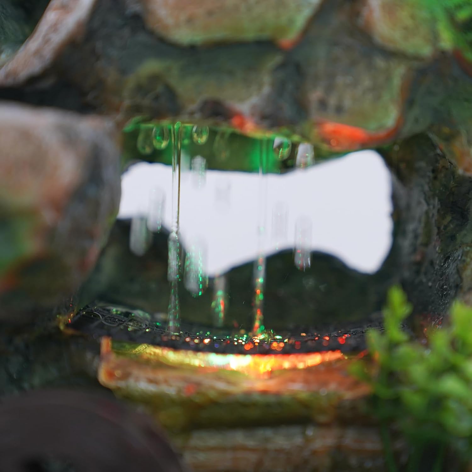 Genseino Tabletop Water Fountain with LED Lights and Atomizer