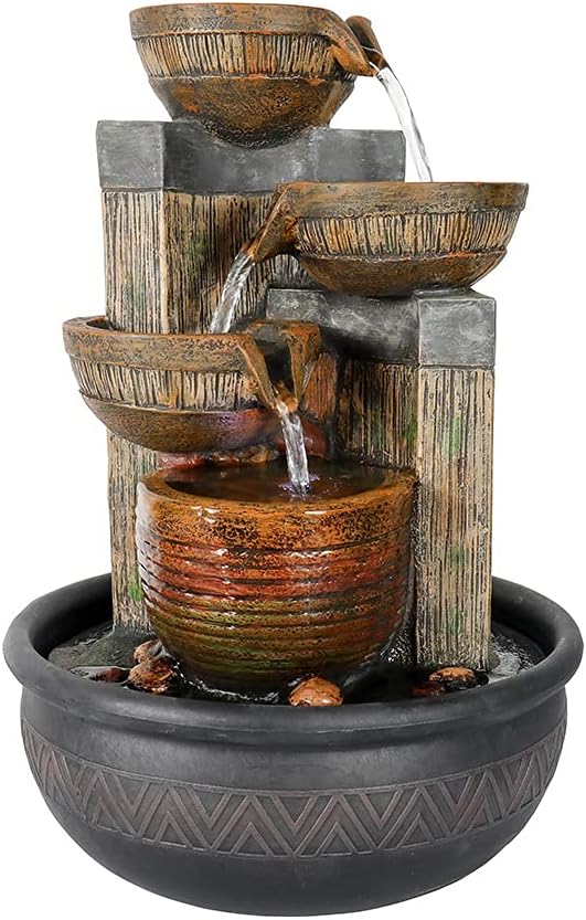 Relaxation Tabletop Fountain with LED Lights - Brown 157 Inch