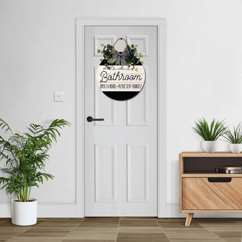 LERJIMUX Funny Bathroom Door Sign Wreath Decoration