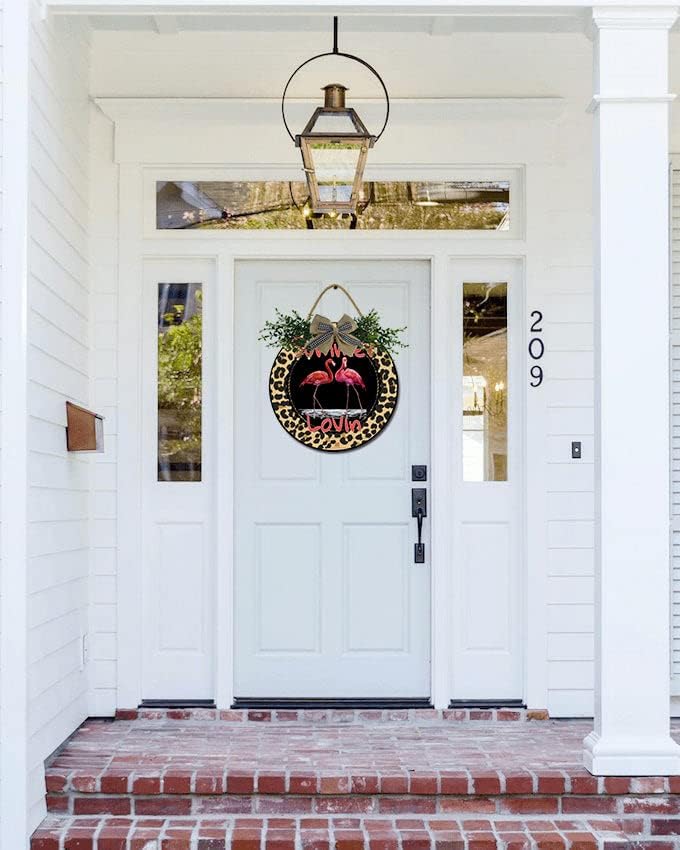 LERJIMUX 12 Inch Rustic Wooden Door Sign Wreath Hanger