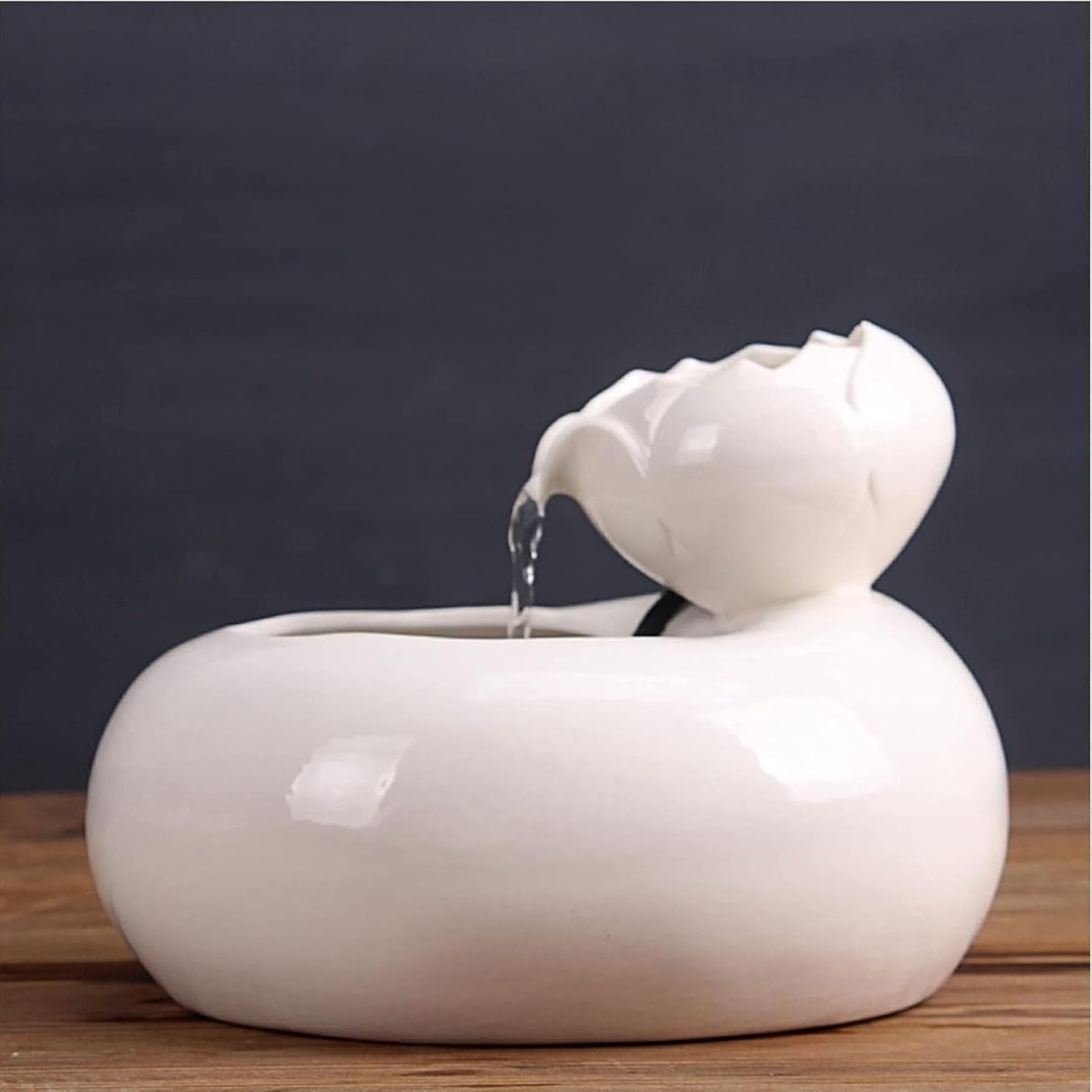 White Ceramic Tabletop Fountain for Home or Office