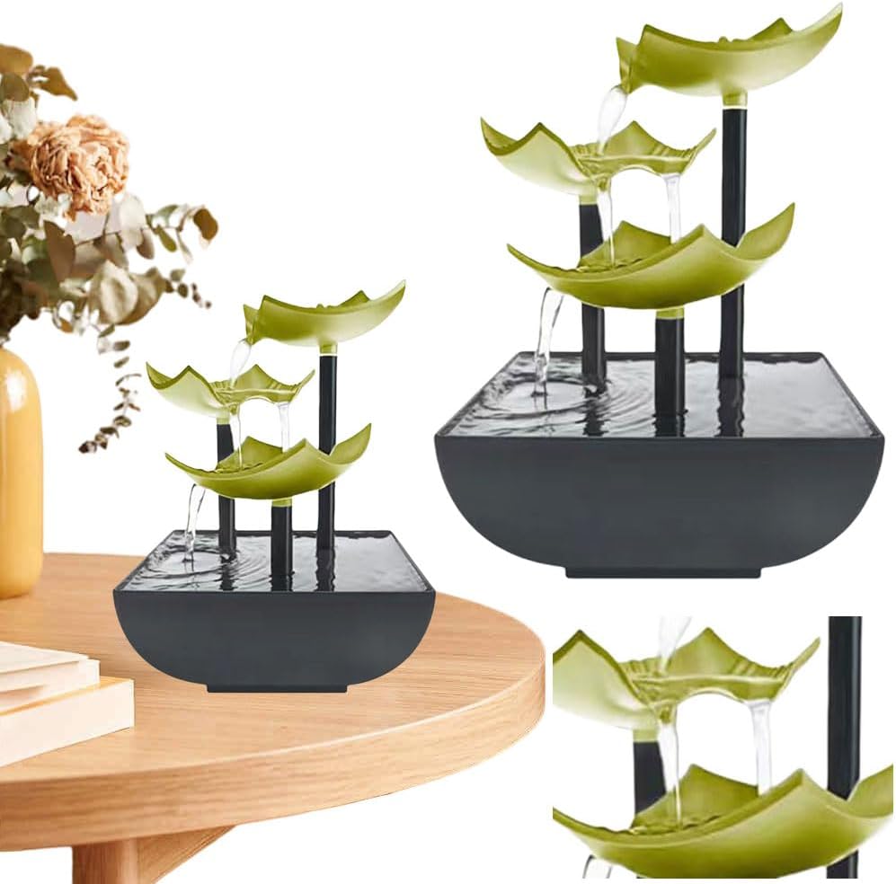 Tabletop Water Fountain with LED Light for Indoor Relaxation
