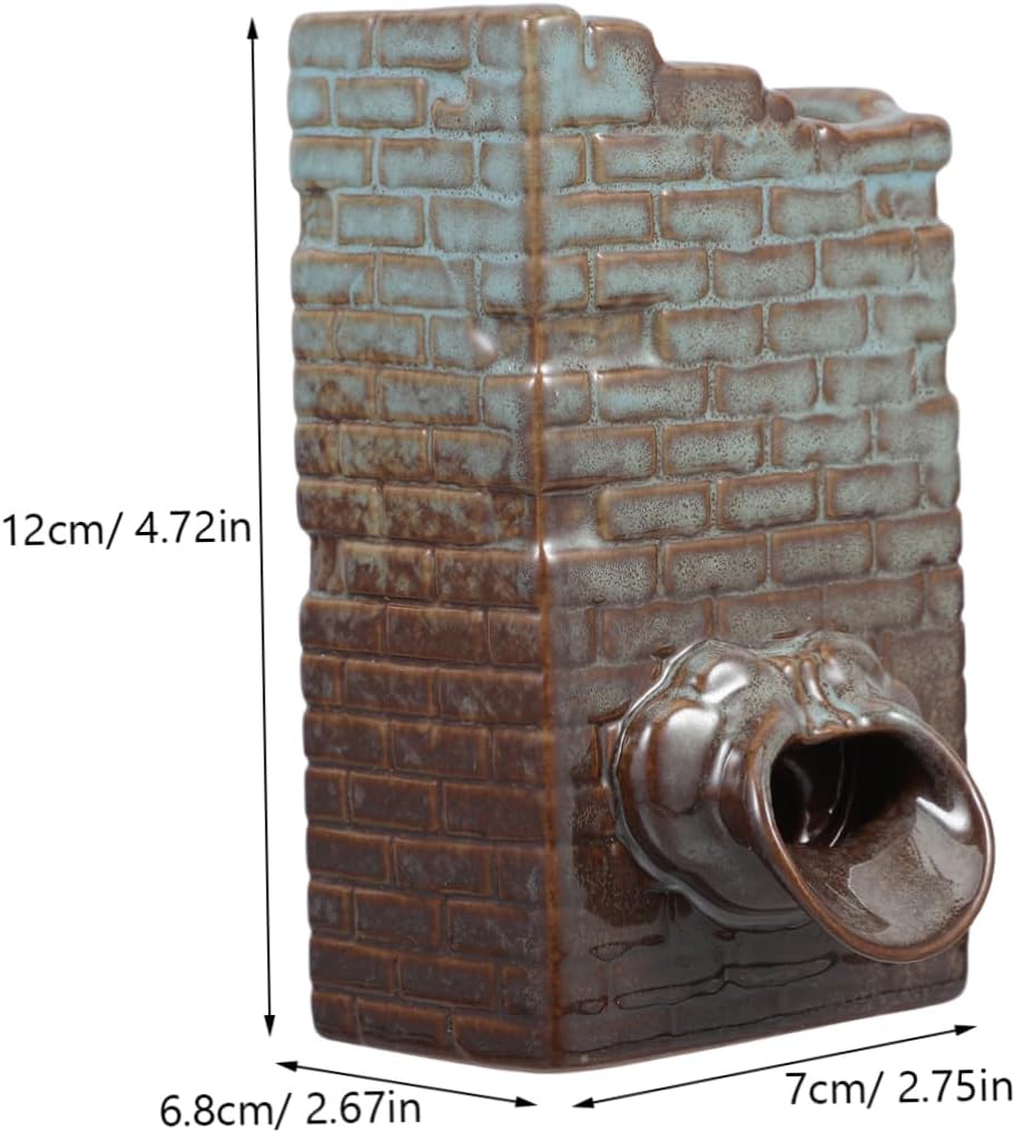 POPETPOP Rustic Water Fountain Ceramic Planter for Hydroponic and Fish Tank Decor