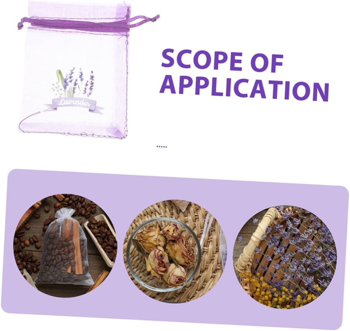 Wakauto 20pcs Lavender Drawstring Sachets for Herbs Spices and Home Decor