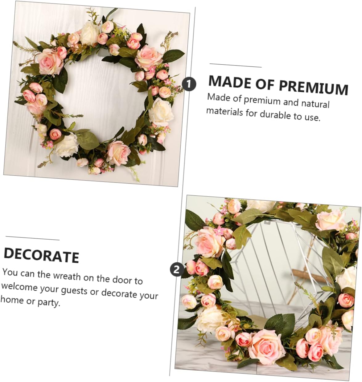 ERINGOGO Pink Rose Wreath Hanger Front Door Decor