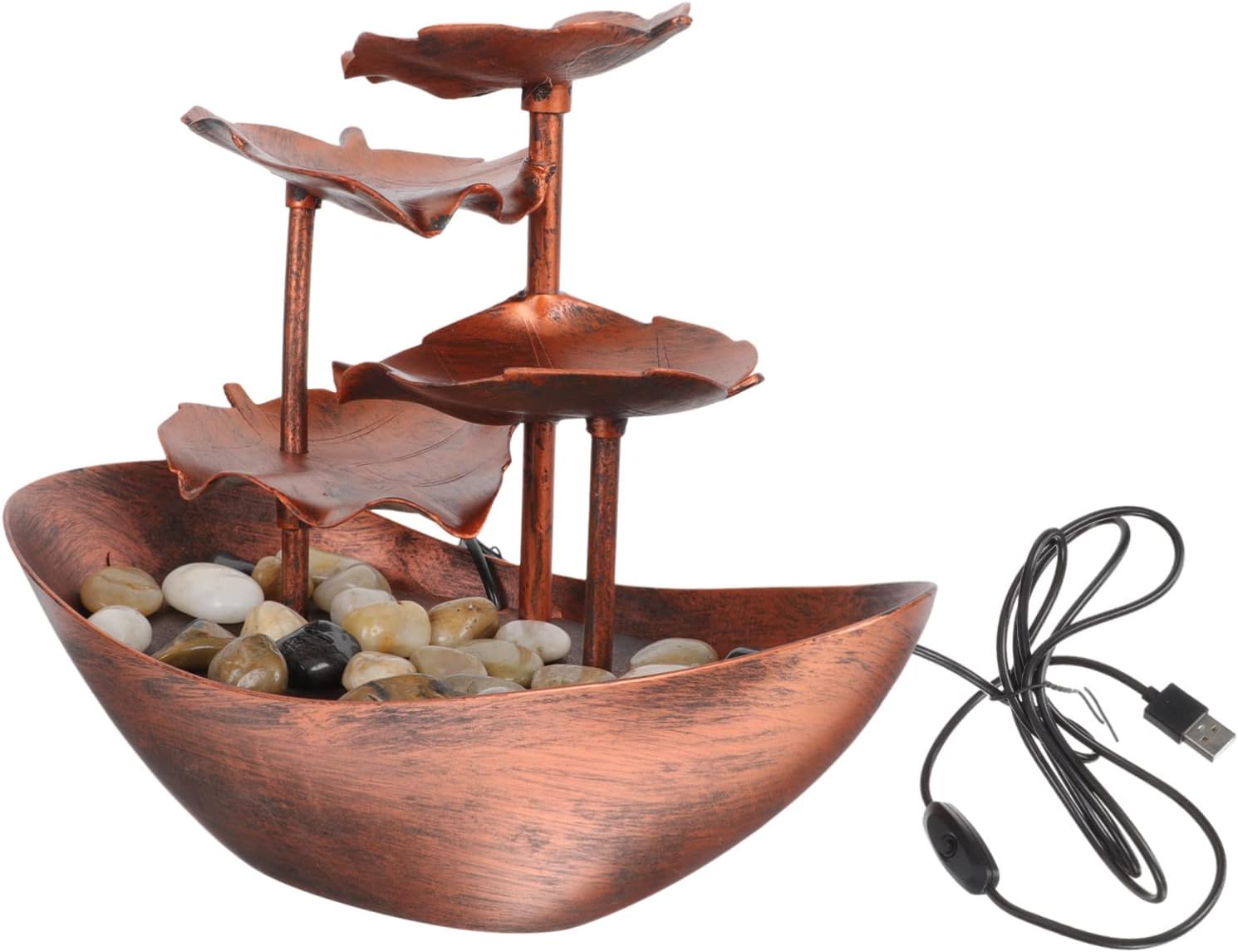 Luxshiny Waterfall Decor Tabletop Fountain with LED Light